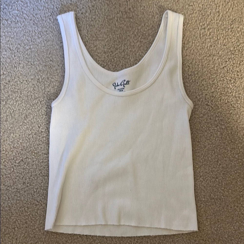 Brandy Melville White Ribbed Sleeveless Tank Top